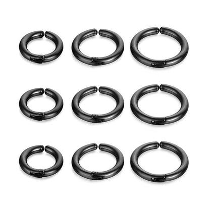 9Pcs Clip On Earrings for Women Men Trendy Fake Stainless Steel Gold Silver Black Small Hoop Earrings Non Piercing Set Non Tarnish Lightweight Jewelry Gift - color: 9pcs Black