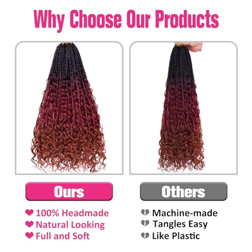 Unionbeauty 18 Inch Boho Box Braids Crochet Hair Goddess Box Braids Crochet Hair 8 Packs Bohemian Box Braids Crochet Hair for Black Woman Ombre Curly Crochet Braids Braiding Hair Extension 1B/530/350# - color: 1B/530/350#, size: 18 Inch (Pack of 8)