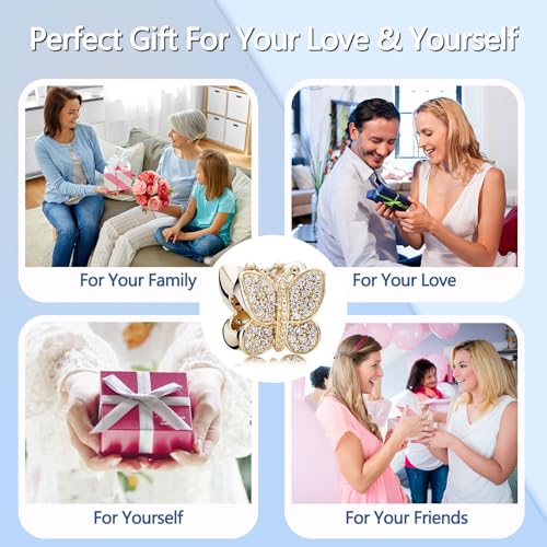 925 Sterling Silver Charms fits Bracelets and Necklace Pendant Bead Charms Jewelry Gift for Women Family Friends - style: Butterfly Charm