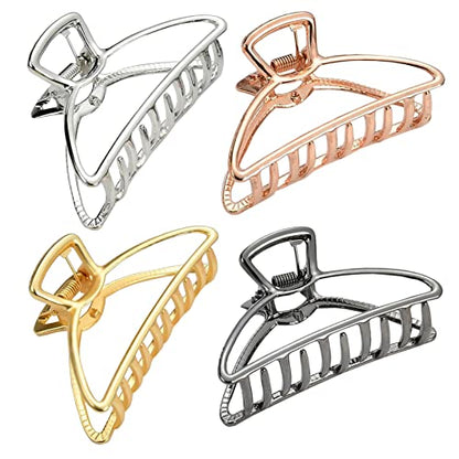 HH&LL Hair Clips, Metal Hair Claw Barrette Clamp Jaw for Women (4, Black+Silver+Gold+Rose Golden) - color: Black+Silver+Gold+Rose Golden