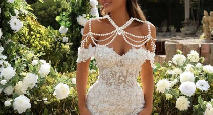 Pearl Shoulder Jewelry Bridal Wedding Shoulder Necklace Chain Festival Rave Party Outfit Accessory for Women Statement Body Chain