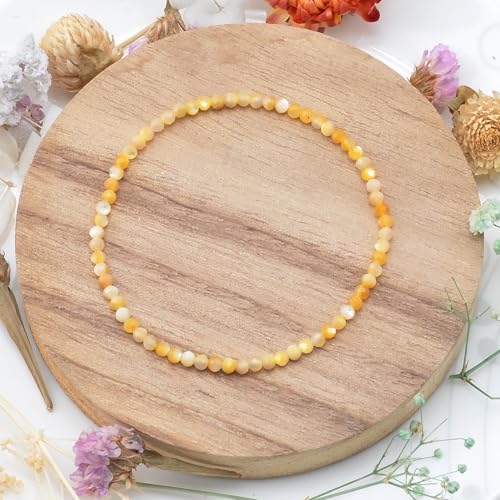 MASSIVE BEADS Natural Genuine Gemstone Beads Healing Crystal Chakra Reiki Jewelry Faceted Round Beads Bracelets 3mm - color: Golden Shell