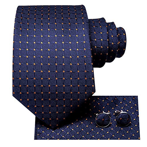 Hi-Tie Men 63inches Tie Set Extra Long Necktie Paisley Tie Pocket Suqare Cufflinks Big and Tall Men Tie - color: Blue Yellow