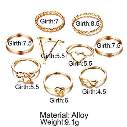 CSIYAN 6-16 PCS Knuckle Stacking Rings for Women,Boho Vintage Stackable Midi Finger Rings Set (N)
