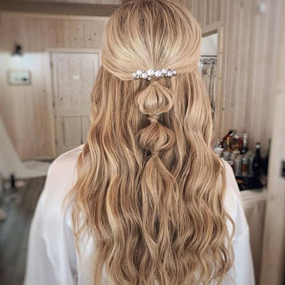 Pearl Hair Clips for Women, Vintage Silver Plated Pearl Barrettes, Non Slip Elegant Bridal Hair Clip for Wedding Party Prom - 1pc