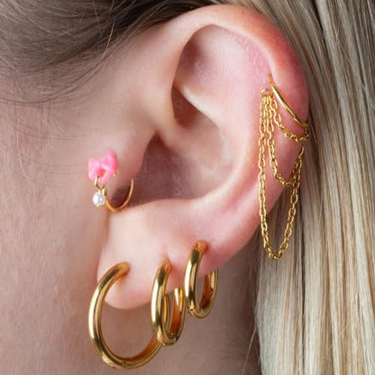 316L Stainless Steel 2.5mm Thick Round Hinged Hoop Earrings, Sold as a Pair - color: Gold Tone, size: 16mm Diameter