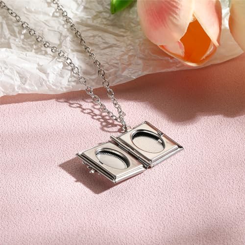 Photo Book Locket Necklace for Women Charm Choker Pendants that Holds Pictures Memorial Jewelry - color: Sun Pattern