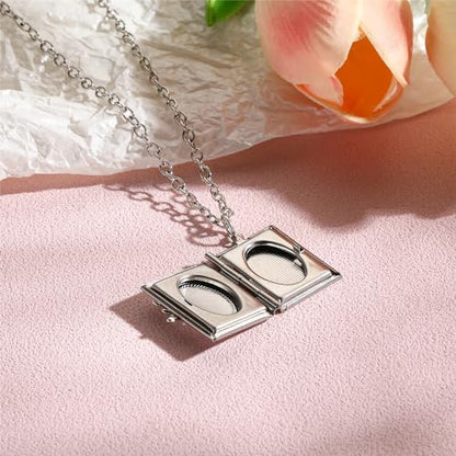 Photo Book Locket Necklace for Women Charm Choker Pendants that Holds Pictures Memorial Jewelry - color: Sun Pattern
