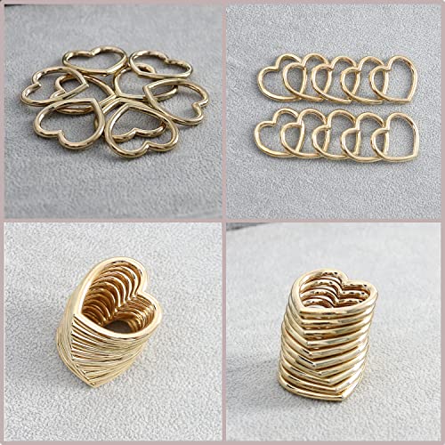 Heart Shape Metal Craft Ring Buckle,10 Pieces Heart Shape Hollow, for Punk Leather Choker Necklaces, Gothic Accessory - color: gold