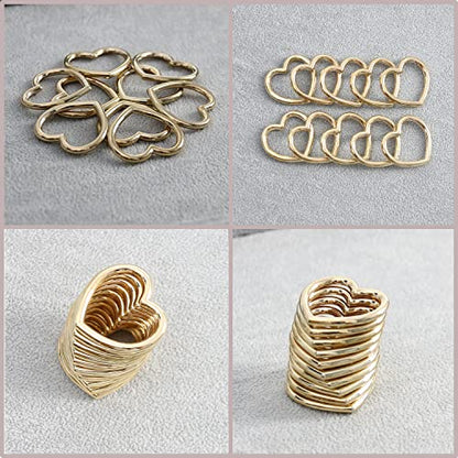 Heart Shape Metal Craft Ring Buckle,10 Pieces Heart Shape Hollow, for Punk Leather Choker Necklaces, Gothic Accessory - color: gold