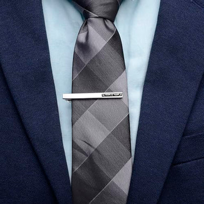 Men Crystal Tie Clip Tie Bar for Regular Necktie Silver In Gift Case | Purple/Blue/Red/Black/White Crystal Tie Pin for Men Business Anniversary Wedding Party Office Formal Daily Occasions Suit - style: Black Crystal