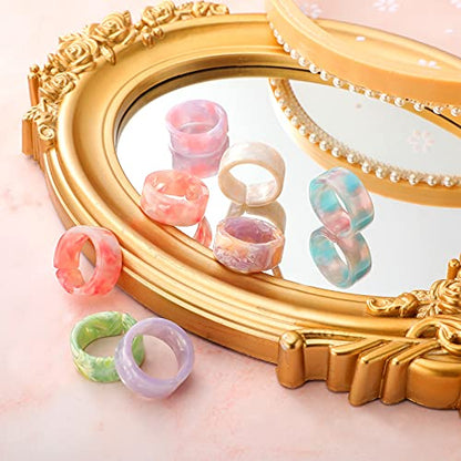 Hicarer 25 pcs Resin Acrylic Plastic Knuckle Rings for Women Colorful Chunky Trendy Stackable Jewelry Open Adjustable Band Rings Retro Aesthetic Gift for Girls Anniversaries Birthdays Graduations