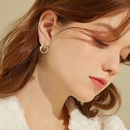Jean Beau Chunky Gold Stud Earrings for Women Trendy Gold Plated Dangle Drop Prom Birthday Fashion Office Jewelry Gift - color: Knot