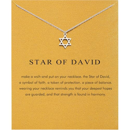 Baydurcan Dainty Silver Necklace for Women Ankh Horse Celtic Necklace Gifts | Dainty charm gifts for friends sister mother, birthday, christmas, graduation gifts. Ready to give with card & envelope. - style: Star of David