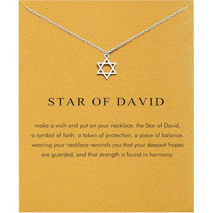 Baydurcan Dainty Silver Necklace for Women Ankh Horse Celtic Necklace Gifts | Dainty charm gifts for friends sister mother, birthday, christmas, graduation gifts. Ready to give with card & envelope. - style: Star of David