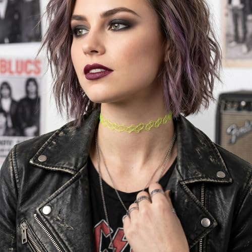 PAGOW Tattoo Choker Set, Stretchy 90s Choker Necklace, Adjustable Retro Y2K Gothic Grunge Chokers Jewelry Accessories - color: 9 Colors,9Pcs