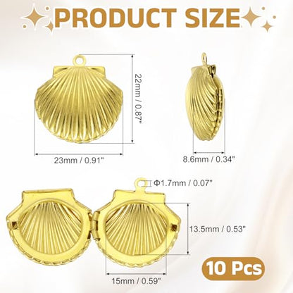 MECCANIXITY Custom Photo Locket Charm, Copper Retro Picture Locket Pendants for DIY Memorial KeyChains Necklace Bracelet Jewelry Making - color: Dark Copper, style: Seashell