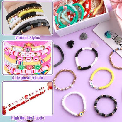 Friendship Bracelets Heishi Surfer Clay Bead Bracelets Set Stackable Beaded Preppy Jewelry Bracelets Friendship Boho Y2K Bracelets for Women Teen Girls Party Favors - color: Multicolor
