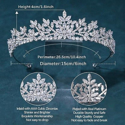 Silver Wedding Tiaras for Bride Birthday Crowns for Girls Cubic Zirconia Homecoming Tiaras and Crowns for Women - color: A Silver