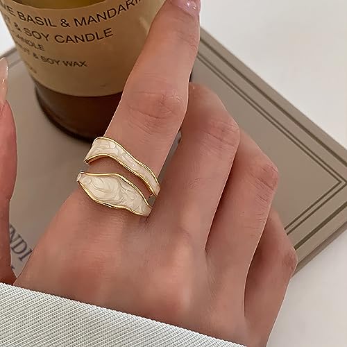 Colorful Adjustable Enamel Ring For Women Gold Plated Irregular Elegant Oil Drip Friendship Finger Ring Set Jewelry For Women
