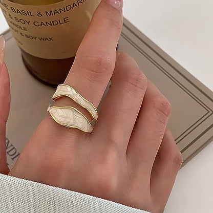 Colorful Adjustable Enamel Ring For Women Gold Plated Irregular Elegant Oil Drip Friendship Finger Ring Set Jewelry For Women