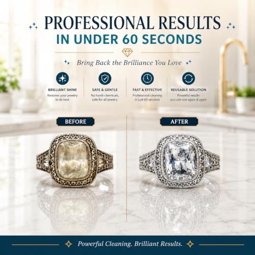 Hot Tub Jewelry Cleaner, Heated Jewelry Cleaning System with Reusable Bath, Professional Ring Cleaner for Diamonds, Gold & Silver, At-Home Jewelry Care