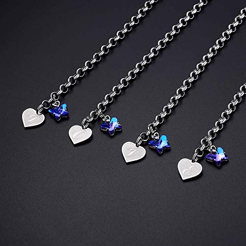 IEFWELL Initial Bracelets for Girls, Butterfly Letter A-Z Bracelets Jewelry | Silver Plated, Heart Initial Bracelets for Girls, Crystal Butterfly Bracelets, Teen Girl Gift Trendy, Jewelry Birthday Gift - color: White-A'