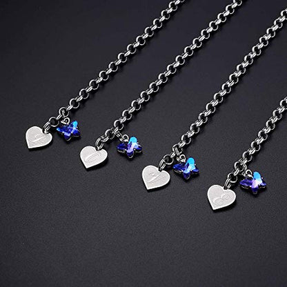 IEFWELL Initial Bracelets for Girls, Butterfly Letter A-Z Bracelets Jewelry | Silver Plated, Heart Initial Bracelets for Girls, Crystal Butterfly Bracelets, Teen Girl Gift Trendy, Jewelry Birthday Gift - color: White-L
