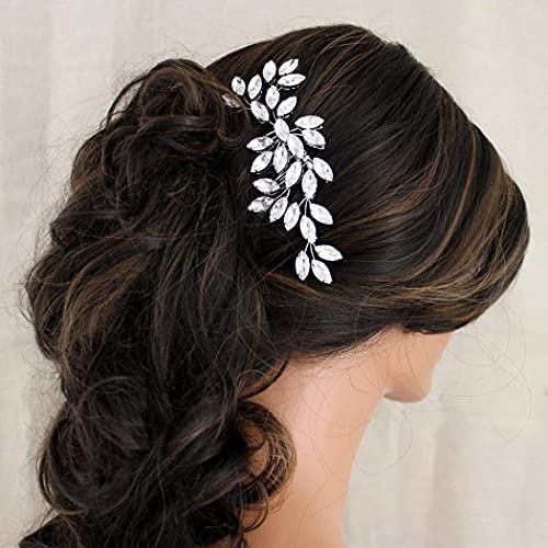 Bride Crystal Wedding Hair Comb Silver Bridal Side Comb Rhinestone Hair Accessorie for Women (A-Silver)