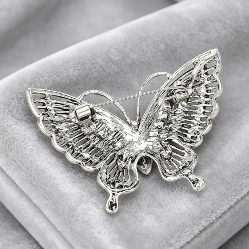 Gold Butterfly Rhinestone Brooch Pin for Women Exquisite Golden Brooch Pin Elegant Dress Broochs Pins Suit Shirt Broochs Pins Butterfly Jewelry Accessories Gift - color: Dark Purple
