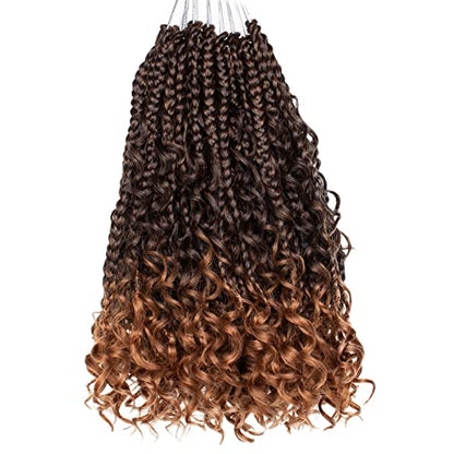 Unionbeauty 8 Packs Boho Box Braids Crochet Hair Goddess Box Braids Crochet Hair Curly Ends Crochet Hair 10 Inch Bohemian Hippie Crochet Braids Synthetic Braiding Hair Extension - color: T30#, size: 10 Inch (Pack of 8)
