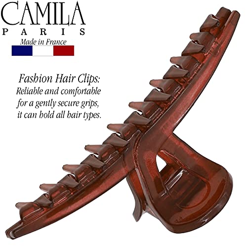Camila Paris CP3228 French Hair Clip for Women, Narrow, Strong Hold Grip Double Teeth Girls Hair Claw Clips Jaw, Fashion Durable Styling Hair Accessories for Women, Made in France - color: Red 3.25"