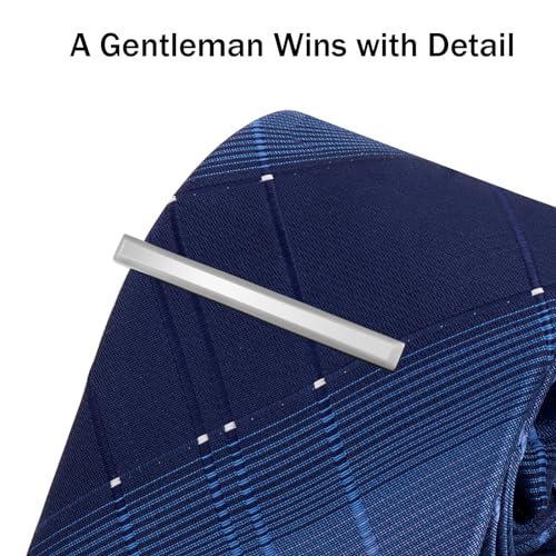 Tie Clip for Men, TAIGRAMA Tie Bar and Tie Pin Clip for Skinny Ties Gold Rose Gold Silver Black, Unique Mens Tie Clip Tie Clasp Suitable for Wedding Anniversary Business Professional and Best Gift - style: Style1-Silver