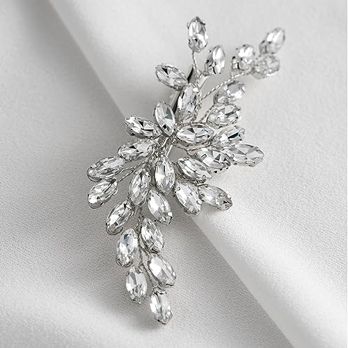 SWEETV Rhinestone Bride Wedding Hair clip Silver Crystal Bridal Hair comb Sparkly Hair Piece Gem Hair Accessories for Women/Girls & Brides/Bridesmaids | Rhinestone Crystal Sparkly Bridal Hair Pieces Gem Wedding Hair Accessories Bridal Hair Accessories for