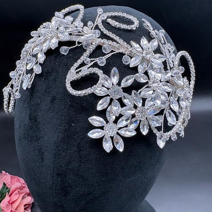 Rhinestone Bride Headband, Wedding Headpiece for Brides, Bridal Hair Accessories(Silver) - color: Silver