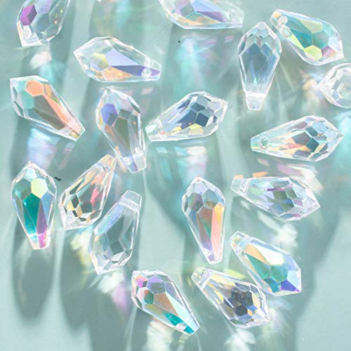 LONGWIN 72pcs AB Teardrop Crystal Beads 7x14mm Waterdrop Glass Beads for Jewelry Making, Earrings, Necklaces, Bracelets - size: 72pcs 7x14mm
