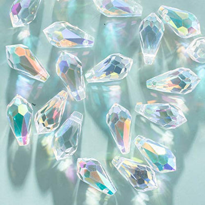 LONGWIN 72pcs AB Teardrop Crystal Beads 7x14mm Waterdrop Glass Beads for Jewelry Making, Earrings, Necklaces, Bracelets - size: 72pcs 7x14mm