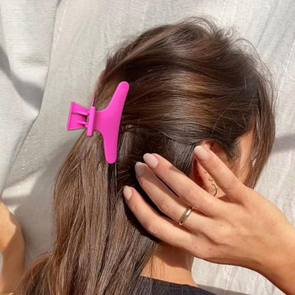 Ondder Black Hot Pink Butterfly Hair Claw Clips for Styling & Sectioning - Makeup Hair Accessories for Women & Girls - color: Black & Hot Pink