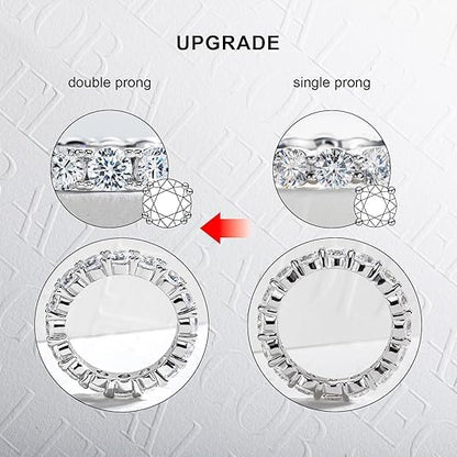 Cubic Zirconia Eternity Band Ring Round Cut/Cushion Cut 5A Grade D Color Simulant Diamond CZ Wedding Band Promise Anniversary Ring for Women - color: Round Cut
