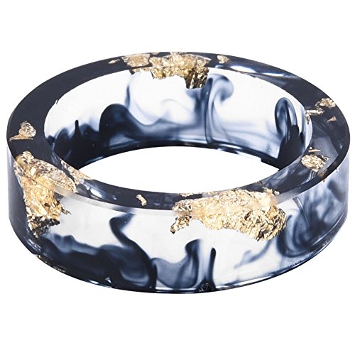 Jude Jewelers 8mm Ocean Style Transparent Plastic Resin Wedding Band Cocktail Party Ring - color: Black