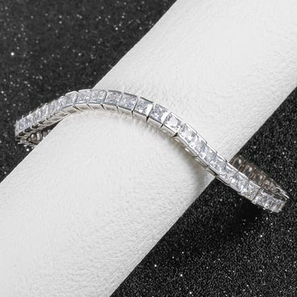 3MM Square Cubic Zirconia Tennis Bracelet for Women and Men, Classic Tennis Bracelet Wrist Size 6.5-8 inches - size: 8.00"