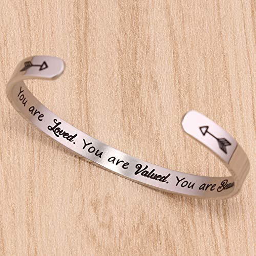 Btysun Bracelets for Women Mothers Day Bracelet Gifts from Daughter Inspirational Gifts for Women Graduation Gifts for Her Motivational Birthday Cuff Bangle Friendship Personalized Mantra Jewelry… - style: 0 You are loved.You are Valued.You are Beautiful.