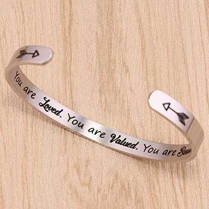 Btysun Bracelets for Women Mothers Day Bracelet Gifts from Daughter Inspirational Gifts for Women Graduation Gifts for Her Motivational Birthday Cuff Bangle Friendship Personalized Mantra Jewelry… - style: 0 You are loved.You are Valued.You are Beautiful.