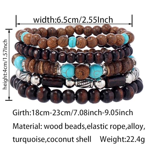 Wood Bead Necklace Africa Wooden Chain Statement Unisex Chunky Necklaces - color: 5 Wooden bracelet-blue