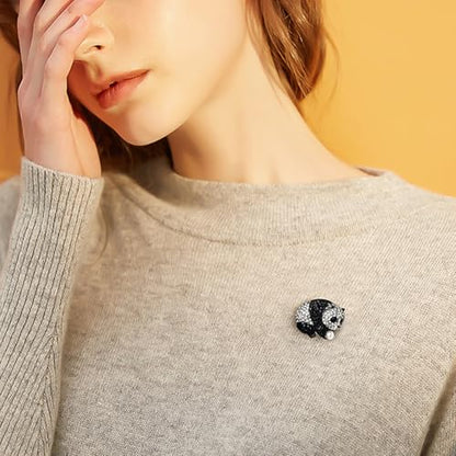 HETICA Animal Brooch for Women, Funny and Cute Flower Brooch Safety Pins Clothing Backpack Hat Decoration Enamel Pins Fashion Women Brooches and Pins Jewelry - style: Panda