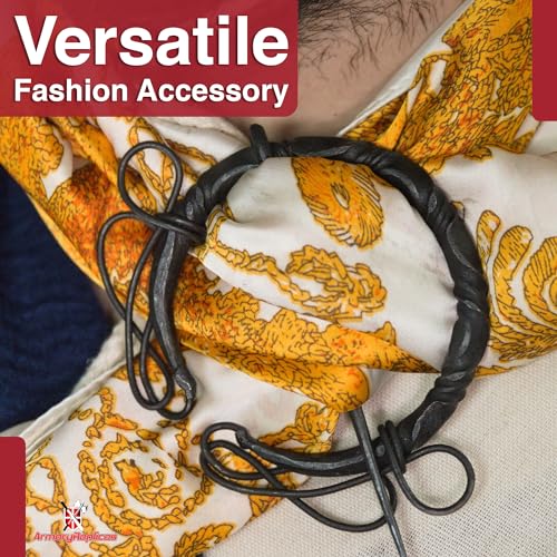 Armory Replicas™ Hand-Forged Viking & Celtic Cloak Pin Brooch – Medieval Fibula for Costumes, Reenactments, Cosplay & Historical Dress Accessories - style: Filigree Knot Pennanular