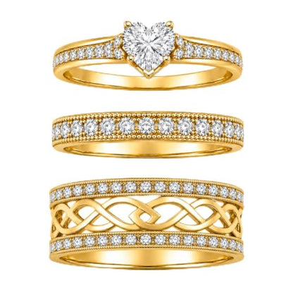 3Piece Moissanite Ring Set for Couples 925 10K 14K 18K Moissanite Wedding Ring - style: Ring 1