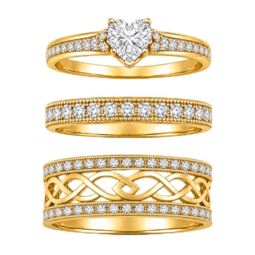 3Piece Moissanite Ring Set for Couples 925 10K 14K 18K Moissanite Wedding Ring - style: Ring 1