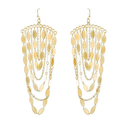 Bohemian Boho Tassel Dangle Drop Earrings for Women – Lightweight Filigree Gypsy Coin Chandelier Disc Charm Hoops – included Gift Box - style: Chandelier - Gold