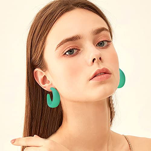 Acrylic Resin Earrings 70s 80s Colorful Hoop Earrings C Shape Trendy Chunky Cute Candy Earrings Jewelry for Women - color: Green